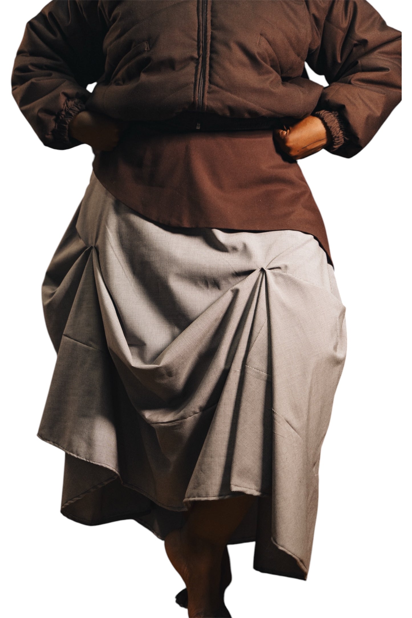 Draped asymmetrical skirt