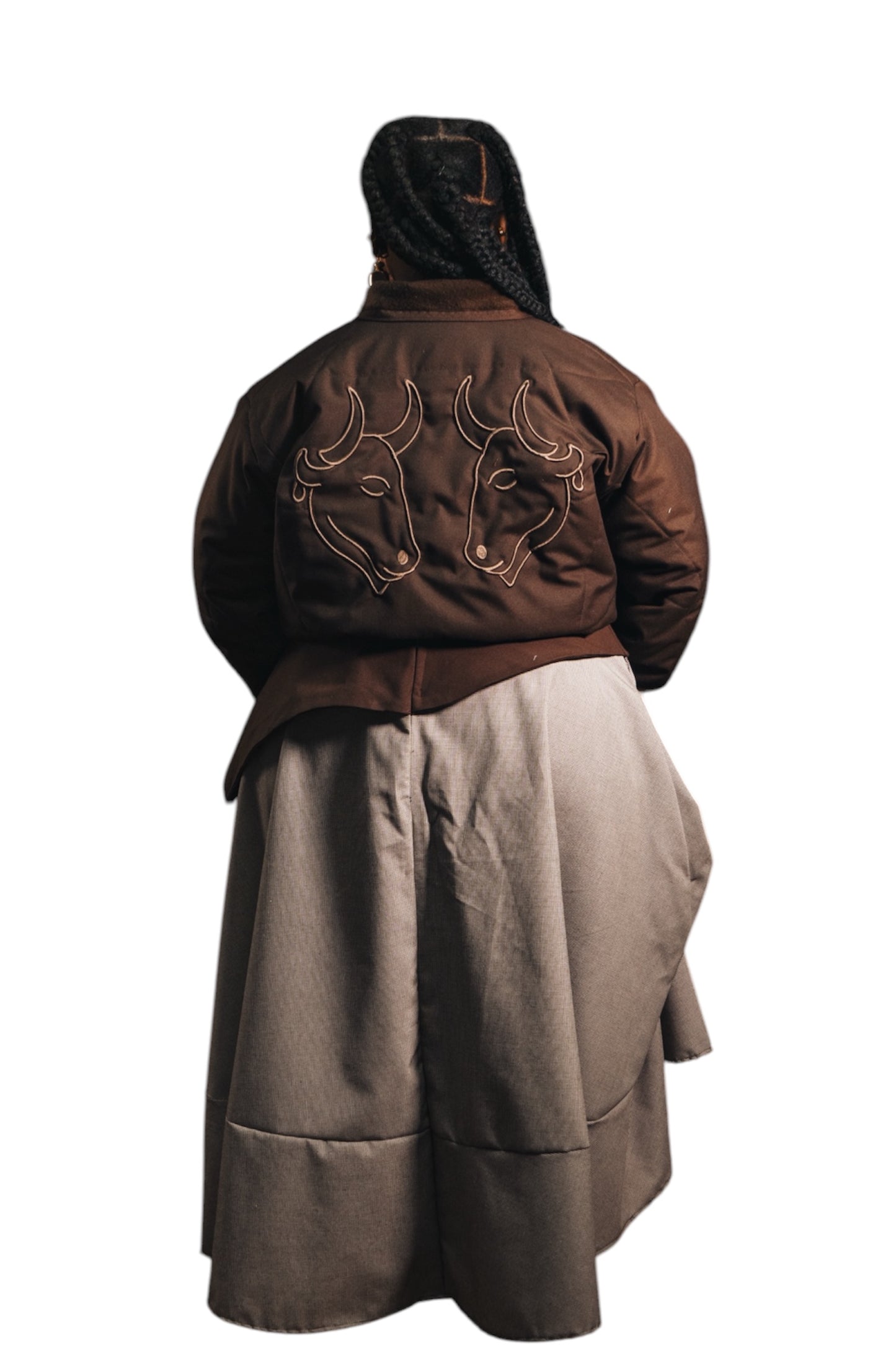 Draped asymmetrical skirt
